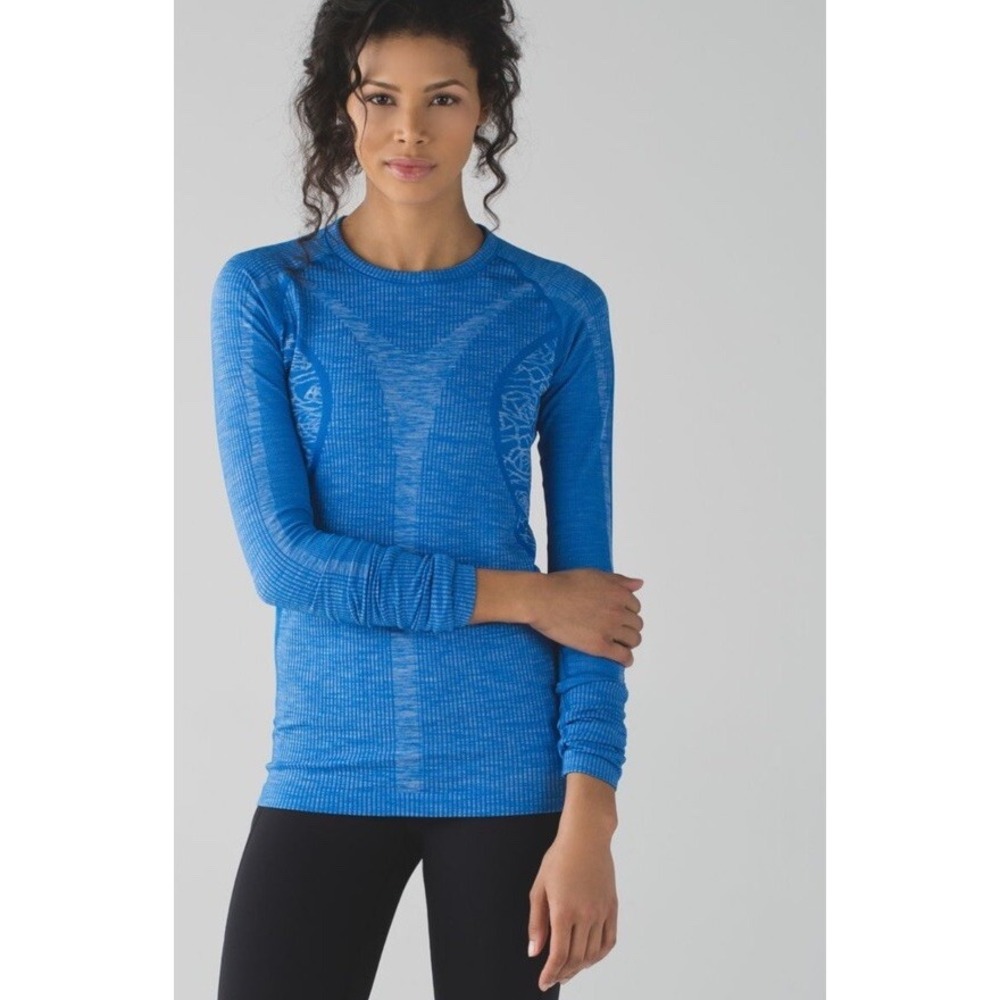 LULULEMON RESTLESS PULLOVER‎ HEATHERED LAKESIDE BLUE SIZE 4 6 Thumbholes Rest